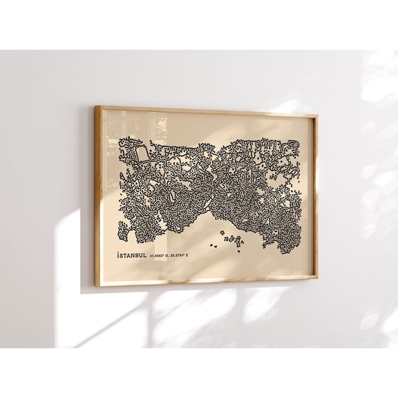 Istanbul Map Wall Art Poster, Istanbul City Map Illustration, Drawn Abstract Istanbul Poster, Wall Art,, Unframed Poster Size 12x18