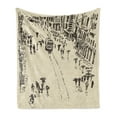 thumbnail image 1 of Istanbul Soft Flannel Fleece Blanket, Vintage Turkey Istanbul Cityscape Landmark Constantinople Sketch Ottoman Art, Cozy Plush for Indoor and Outdoor Use, 50" x 70", Dark Taupe Beige, by Ambesonne, 1 of 6