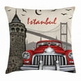 thumbnail image 1 of Istanbul Throw Pillow Cushion Cover, Galata Tower Bosphorus Image Bridge Old Fashioned Chevrolet Car Vintage Scenery, Decorative Square Accent Pillow Case, 24 X 24 Inches, Multicolor, by Ambesonne, 1 of 2