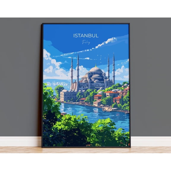 Istanbul Travel Poster Wall Art, Travel Print of Istanbul, Turkey Wall Art, Istanbul Art Lovers Gift, Wall Art Print, 8x12 UNFRAMED