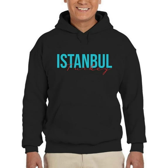 Istanbul Turkey Aqua Banner Hoodie Men -Image by Shutterstock, Male Large