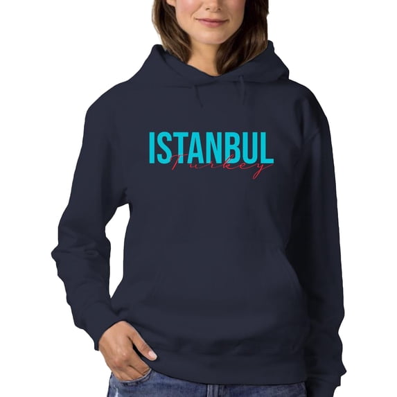 Istanbul Turkey Blue Banner Hoodie Women -Image by Shutterstock, Female XX-Large