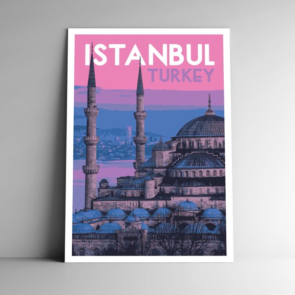 Istanbul Turkey Vintage Travel Poster / Postcard WPA Style Retro Hagia Sophia
