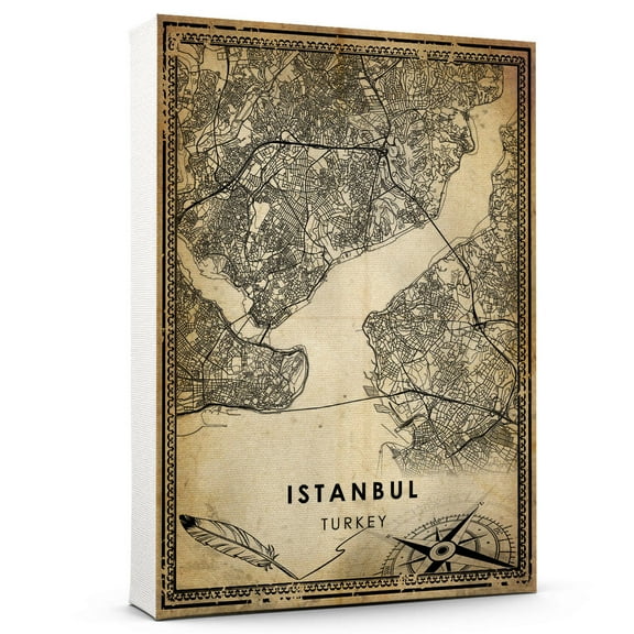 Istanbul Vintage Map Prints Canvas, Istanbul road Map Art Canvas, Canvas,