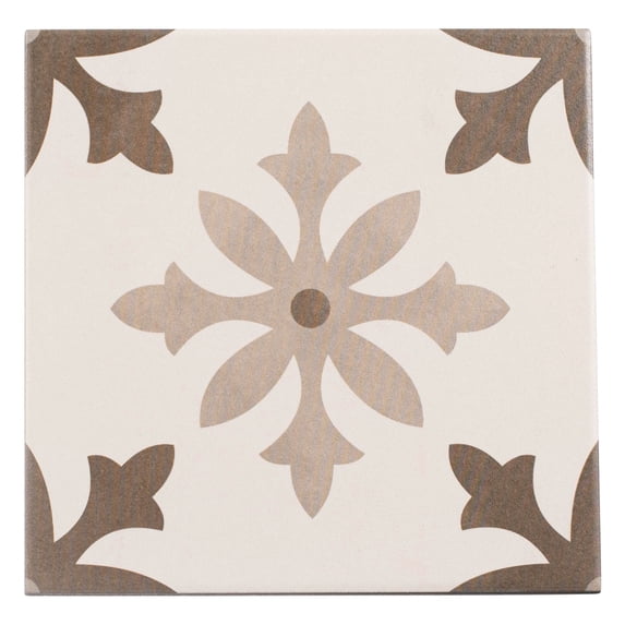 Istanelle Haj Gray 8-in.Encaustic Look Matte Porcelain Wall & Floor Tile