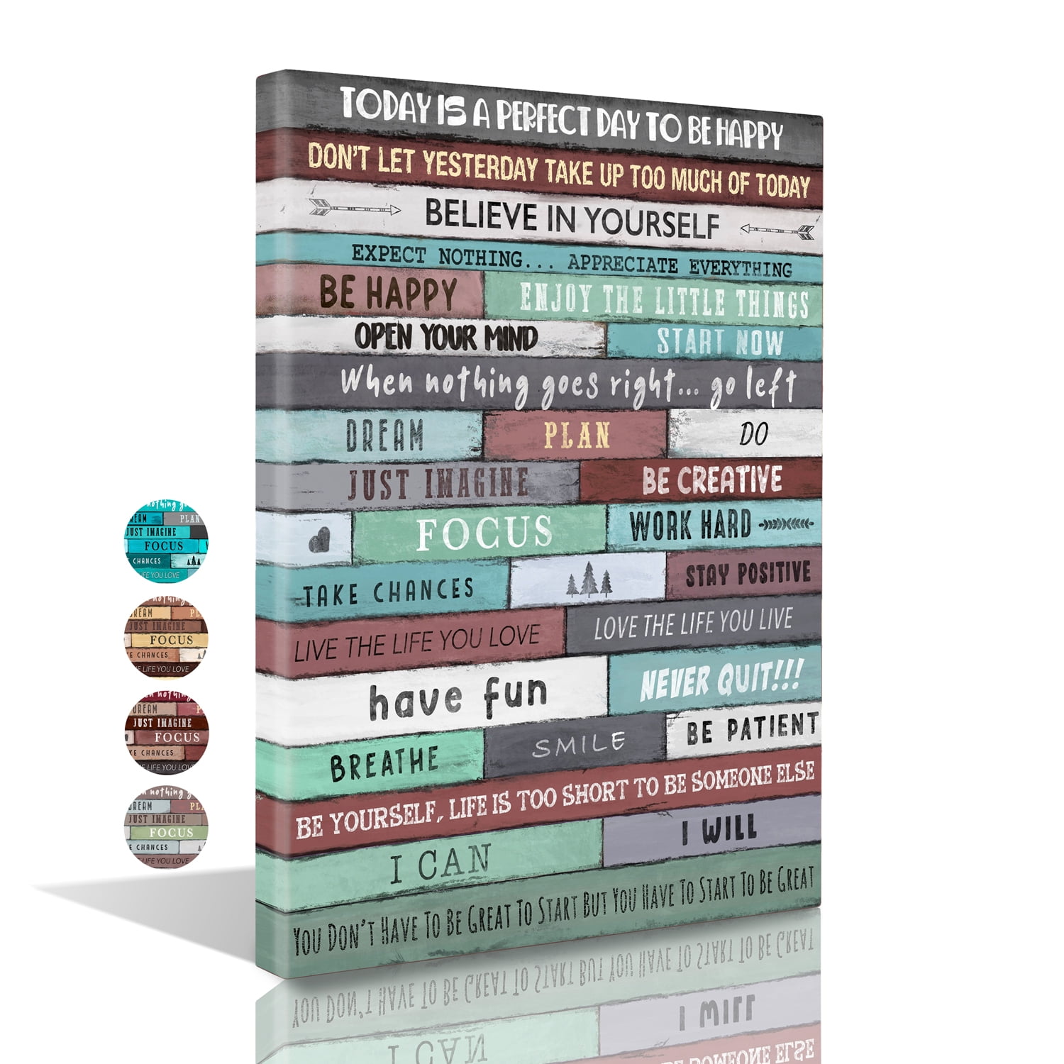 Turquoise Rustic Motivational Quote Canvas Wall Art 12 x 16 Inch