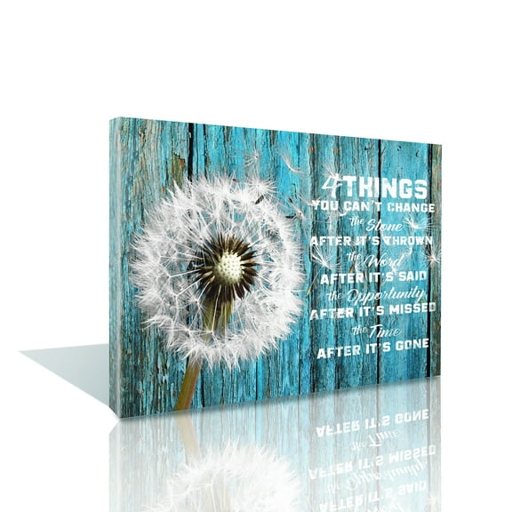 Istrion Inspirational Wall Art Framed Canvas 16 x 12 in (Dandelion) - Dandelion Decorations for Office - Rustic Barn Farmhouse Canvas - Positive Quotes Wall Décor