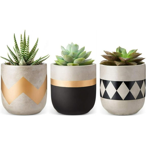 Isuesee Cement Succulent Planter Set of 3 Concrete Plant Pots