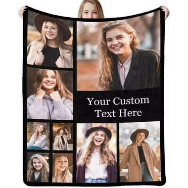 Isun Custom 9 Pictures Bed Blanket for Girlfriend Personalized Flannel Photo Blanket for Granddaughter Grandson Customized Blanket for Birthday Christmas New Year