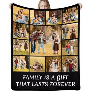 Isun Custom Blanket with Picture Text Personalized Photo Blanket Customize Blanket Gift for Family Couple Dad Mom Friend Made in USA 13 Photos