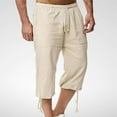 thumbnail image 1 of Pounoo 2024 Men's New Arrivals Pants Men's Cotton Drawstring Elastic Waist Cropped Shorts Sweatpants Shorts Men Soft Cozy Khaki, 1 of 6