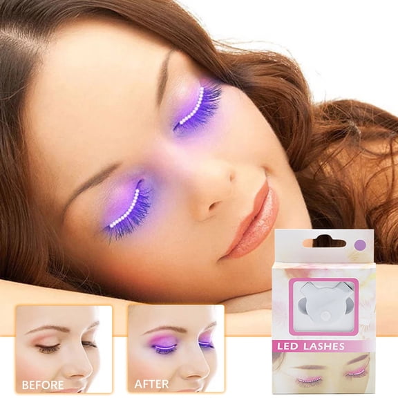 Isvgxsz 2024 New the Boys Halloween Led Lighted False Eyelashes Luminous Glowing Makeup Strip Lashes Lamp Double Eyelid Sticker Club Bar Dance Party Cosmetic Accssories Led Light False E