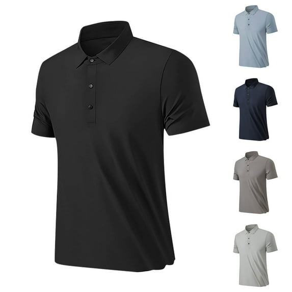 Pounoo 2024 New Men's New Arrivals Loose Men's Summer Solid Button Daily Casual Outdoor Shirt/T-Shirt Comfortable Lapels Brown Top Summer Father Day Gift