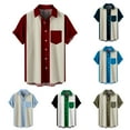 thumbnail image 1 of Isvgxsz 2024 New Mens Dress Shirts Casual Men Buttons Print with Pocket Turndown Short Sleeve Shirt Blouse Soft Satiny Lapels Green Top Summer Father Day Gift, 1 of 6