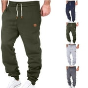 POUNOO New Mens Pants Mens Fashion Joggers Sports Pants - Cotton Pants Sweatpants Trousers Mens Long Pants Summer Deals Army Green