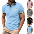 thumbnail image 1 of Pounoo 2024 New Mens T-Shirts Clearance Items Leisure Men's Short Sleeve Collar Blouse Shirt Breathable Turndown Black Top Summer Father Day Gift, 1 of 6