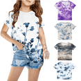 thumbnail image 1 of Pounoo 3 Pcs New Kids Blouses for Girls Summer Loose Multicolor Short Sleeve Shirts Breathable Round Neck Unisex Tops & T-Shirts Kids Savings, 1 of 4