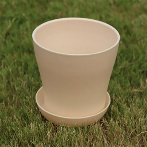 Isvgxsz 6-Inch Plastic Flower Pot - Modern Indoor/Outdoor Planter with Drainage Hole & Saucer | Decorative Garden Pot for Houseplants (1-Pack)