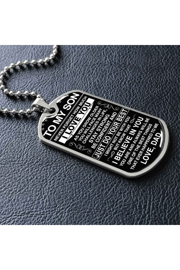Isvgxsz Items Mom To Son Dog Tag Never Forget How Much I Love You Inspirational Message Pendant Necklace锛?Encouragement Gift锛孶plifting Jewelry