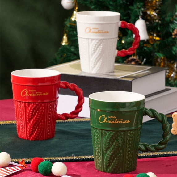 Isvgxsz Clearance Living Room Decor Christmas Mug Christmas Tree Ceramic Straw Mug High Color Sweater with Lid Straw Ceramic Mug Couple Mug Holiday Gift Mugs Travel Essentials