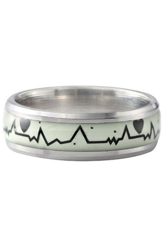 Easter Accessories Clearance Luminous Heartbeat Electrocardiogram Titanium Steel Couple Ring Luminous Jewelry Wall Decor