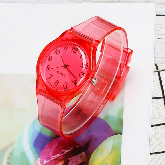 Isvgxsz Easter Day Accessories Transparent Color Plastic Pvc Strap Dial Ladies Fashion Quartz Watch Travel Essentials for Women