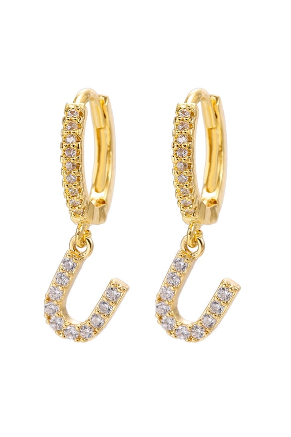 Easter Gifts Clearance Dainty Gold Plated Initial Hoop Earrings Letter Alphabet Dangle Earrings Fashion Sparkly Rhinestone Letter Initial Pendant Drop Earrings for Women Valent Easter Decor