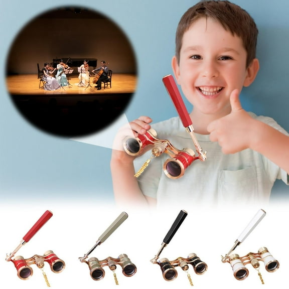 Pounoo Easter Gifts for Women Clearance Opera Glasses 3X25 All Metal White Plated Night Vision Binoculars with Wide Focusing Angle and High-Definition Easter Decor