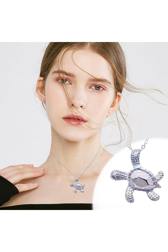 Easter Gifts for Women Clearance Sea Turtle Ocean Blue Fire Opal Inlay Jewelry Necklace Easter Decor
