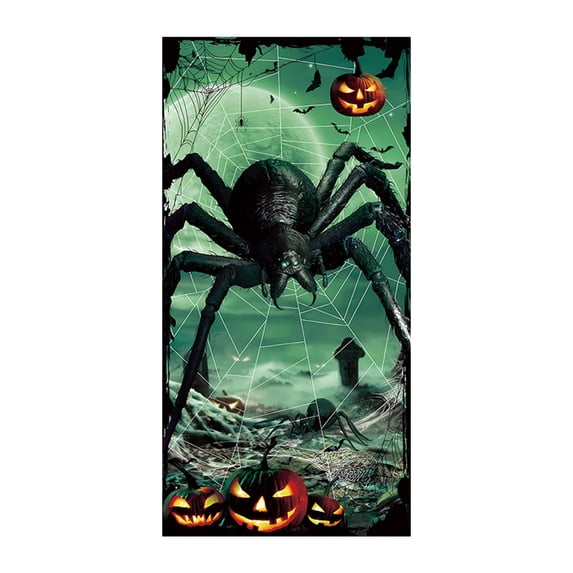 Isvgxsz Halloween Door Decoration Happy Halloween Door Cover, Large Fabric Halloween Party Decorations Door Cover for Front Door Porch Wall Decoration Halloween Party Supplies Indoor Outdoor(E)