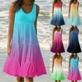thumbnail image 1 of Isvgxsz New Arrivals Dresses Womens Fashion Holiday Summer Casual Dresses Round Neck Gradient Print Sleeveless Party Beach Dress Breathable Dark Blue, 1 of 5