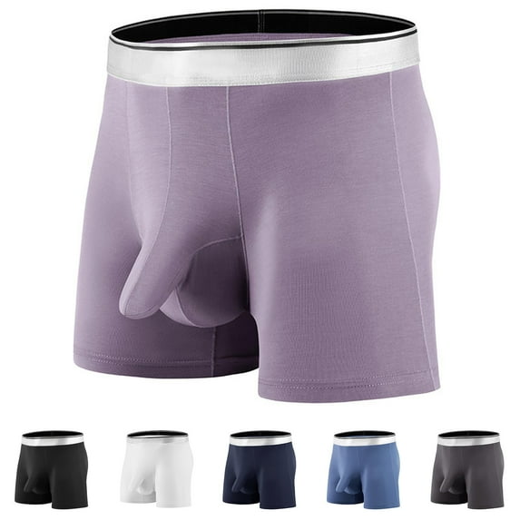 Pounoo New Bikini Underwear for Men Ice Silk Thin Style Traceless Boxers Business Breathable Men's Summer Comfortable Boxers Comfortable Underwear Men Blue