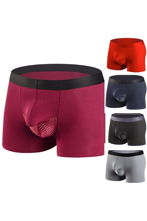 New Bikini Underwear for Men Casual Solid Mid Waist Breathable Hip Lift Body Sculpting Boxer Underwear Pants Comfortable Underwear Men Black