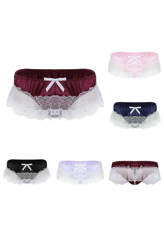 New Boxers for Men Mens Lace Briefs Open Butt Low G-String Thong Underwear Panties Lightweight Mens Boxers Briefs Men's New Arrivals Underpants Black