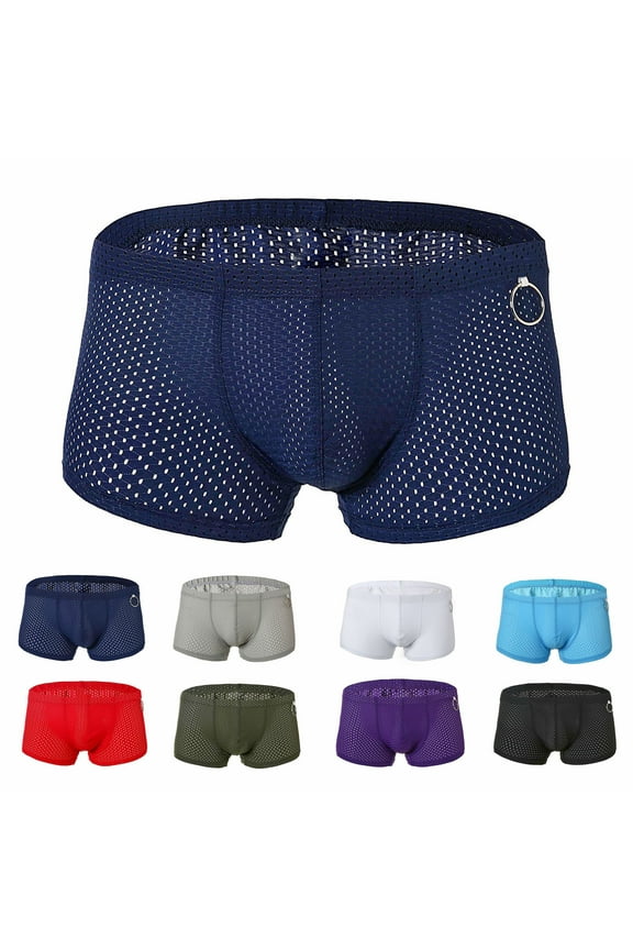 New Boxers for Men Ring Panties Fashion Breathable Nylon Mesh Thong Cool and Comfortable B Oxers Lightweight Mens Boxers Briefs Men's New Arrivals Underpants Black