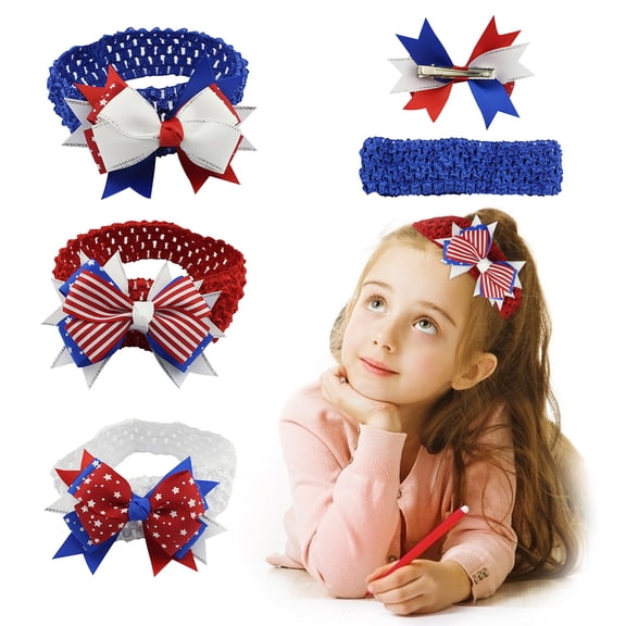 Pounoo New Clearance American Flag Headband Hair Bow Elastic Hairband for Independence Day Fathers Day Gifts Travel Essentials White
