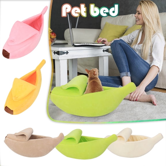 Pounoo New Clearance Banana Bed Banana Shaped Pet Bed Winter Warm Pet Bed Banana Pet Dog Bed Gifts for Pets Travel Essentials Pink