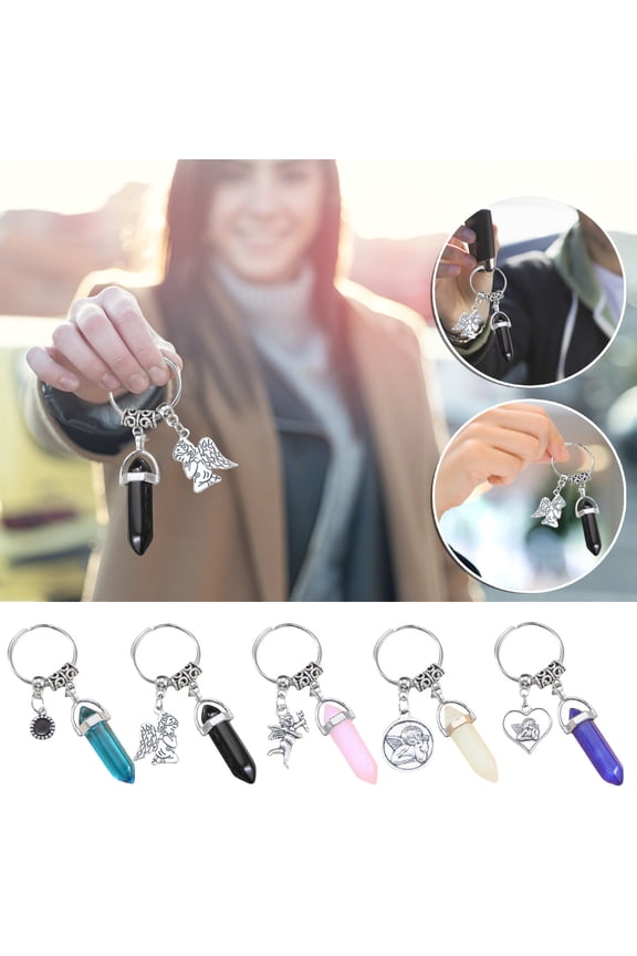 Isvgxsz New Clearance Hexagonal Keychain Chakra Healing Crystals Stone, Couples Keychains ,Keyring Handbag Pendant Decor,Valentines Day Gifts Jewelry Clearance