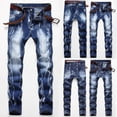thumbnail image 1 of Isvgxsz New Denim Pants for Men Casual Comfort Waist Skinny Pants&nbsp;Men Print Quick Drying Long Pants Pocket Button Front Mid Waist Skinny Jeans&nbsp;For Men Light Blue Xl, 1 of 10