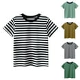 thumbnail image 1 of Pounoo New Girls T-Shirts on Clearance Summer Children'S Summer Striped Round Neck Top Short Sleeved T-Shirt Quick Drying Unisex Tops & T-Shirts, 1 of 7