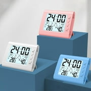 Isvgxsz New Indoor Electronic Temperature Hygrometer Luminous Large Screen Digital Display Desktop Small Alarm Clock Household Temperature Hygrometer Pink Travel Essentials 4Th of July Decorations
