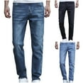 thumbnail image 1 of Isvgxsz New Jeans for Men Clearance Casual Comfort Waist Straight Pants Men Solid Lightweight Long Pants Pocket Button Front Mid Waist Big and Tall Pants Blue Xl, 1 of 9