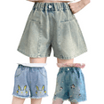 thumbnail image 1 of Isvgxsz New Jeans for Girls Spring and Summer Cute Solid Girls Pocket Elastic Waist Comfy Shorts Jeans Girls Shorts Denim Pull On, 1 of 7