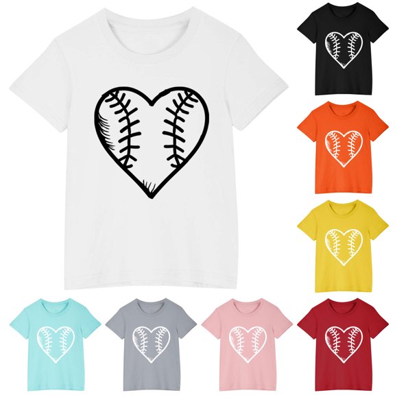 Isvgxsz New Kids Blouses for Girls Summer Cute Print Crew Neck Short Sleeve Tops Breathable Unisex Tops & T-Shirts Black