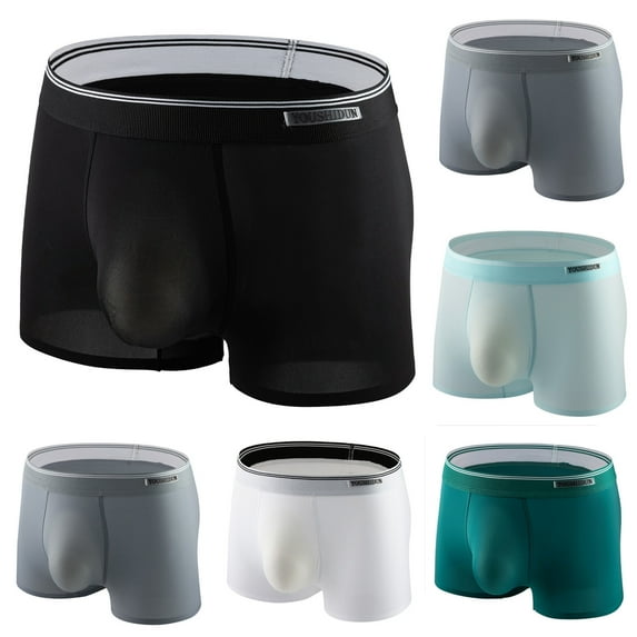 Pounoo New Men Panties Clearance Men Casual Solid Breathable Middle Waist Underwear Pants Soft Satiny Panties for Men New Arrivals Underpants Light Blue
