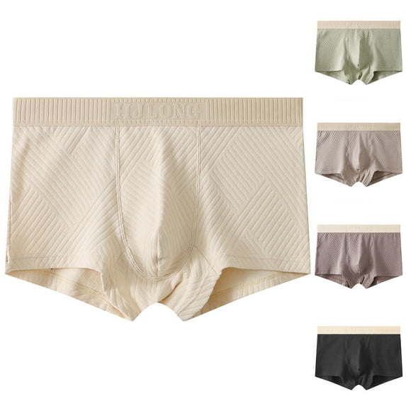 Pounoo New Men Panties Clearance Men Casual Solid Color Summer Solid Elastic Waist Boxers Cotton Home Pants Shorts Soft Satiny Panties for Men New Arrivals Underpants Gray