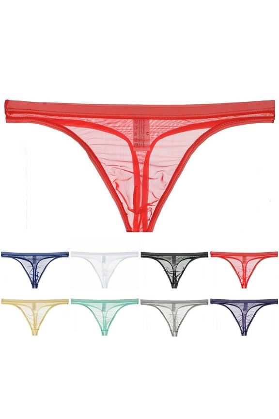 New Mens Bikini Underwear Men's Thong Mesh Comfortable Sweat-Absorbing Ultra-Thin Underwear T-Shirt Skin-Friendly Underwear Mens Briefs Men's New Arrivals Underpants Gray