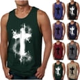 thumbnail image 1 of Pounoo New Mens Tank Tops Summer Cozy Fashion Casual Men's Summer Loose Waistcoat Print Sport Round-Neck Tank Features Lightweight Workout Tanks for Men Navy, 1 of 4