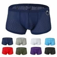 thumbnail image 1 of Isvgxsz New Mens Underwear Boxer Briefs Ring Panties Fashion Breathable Nylon Mesh Thong Cool and Comfortable B Oxers Skin-Friendly Mens Briefs Men's New Arrivals Underpants Black, 1 of 4