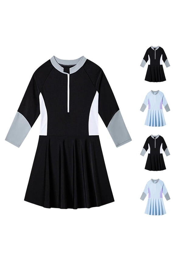 New One Piece Swimsuits for Girls Girls Swimsuit Beach Sport Skirt One Piece Swimsuit Upf 50+ Sun Protection Bathing Suits Casual Girls Dresses